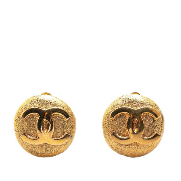 Pre-owned Chanel Gold Plated CC Clip On Earrings Gold