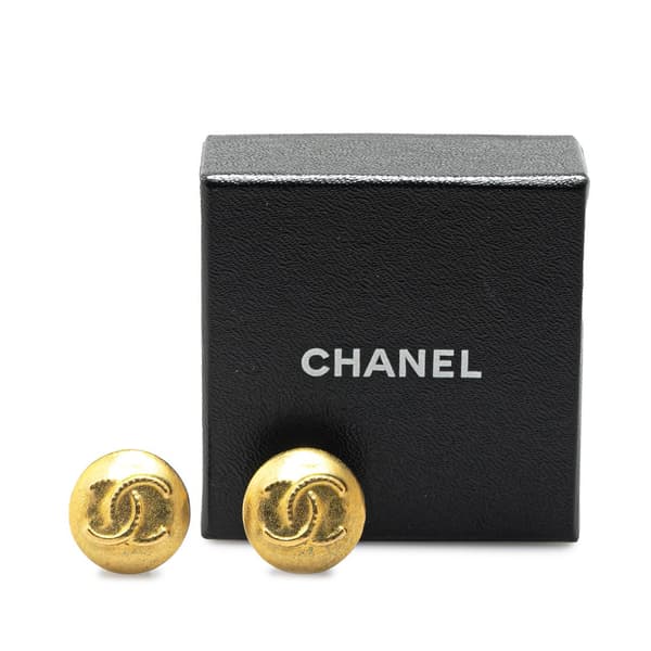 Pre-owned Chanel Gold Plated CC Clip On Earrings Gold