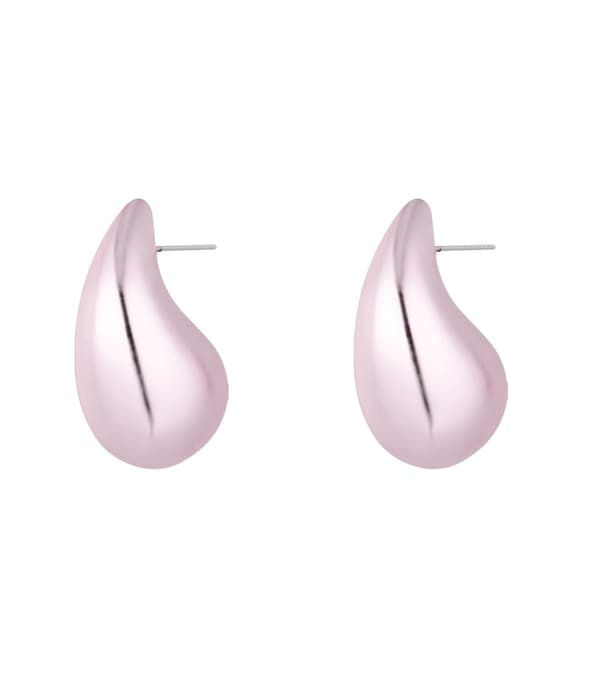 Droppörhängen / Droppformade Örhängen i Rostfritt Stål - Droppar/Droppe - Ljus Rosa