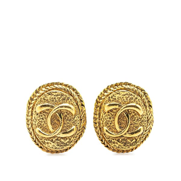 Pre-owned Chanel Gold Plated CC Clip On Earrings Gold