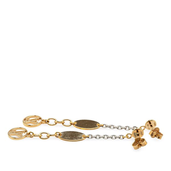 Pre-owned Louis Vuitton Gold Plated Logomania Earrings Gold
