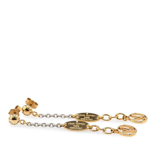 Pre-owned Louis Vuitton Gold Plated Logomania Earrings Gold