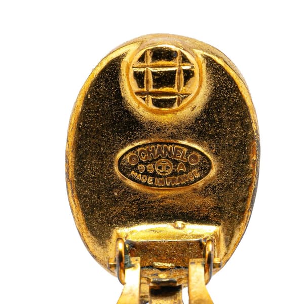 Pre-owned Chanel Gold Plated Tiger's Eye Swing Clip On Earrings Gold