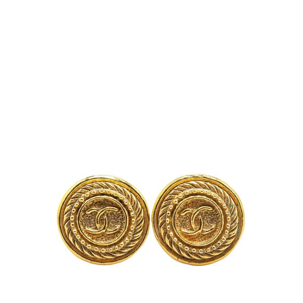 Pre-owned Chanel Gold Plated CC Clip On Earrings Gold
