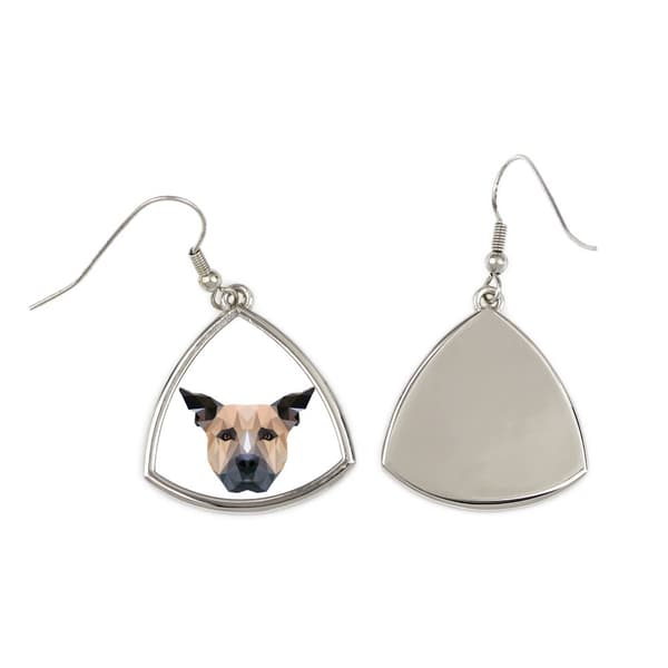Staffordshire Bull Terrier, Staffik, Staffi - øreringe med et foto og en inskription geometrisk hund Art-Dog