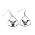 Miniatyrbillede 1 af 4: Staffordshire Bull Terrier, Staffik, Staffi - øreringe med et foto og en inskription geometrisk hund Art-Dog