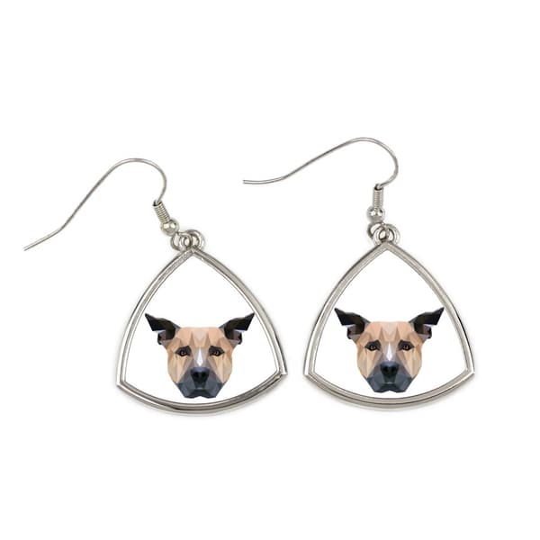 Staffordshire Bull Terrier, Staffik, Staffi - øreringe med et foto og en inskription geometrisk hund Art-Dog