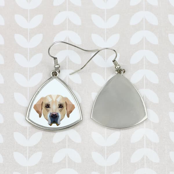 Labrador Retriever - örhängen med ett foto och inskriptionen av en geometrisk Art-Dog-hund