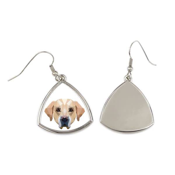 Labrador Retriever - øreringe med et foto og inskriptionen af en geometrisk Art-Dog hund