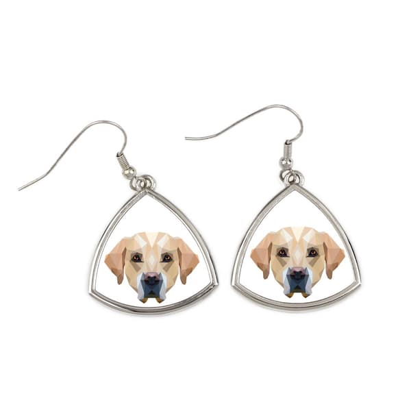 Labrador Retriever - örhängen med ett foto och inskriptionen av en geometrisk Art-Dog-hund