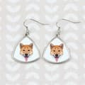 Miniatyrbillede 3 af 4: Shiba Inu - øreringe med et foto og inskriptionen af en geometrisk Art-Dog-hund