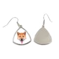 Miniatyrbillede 2 af 4: Shiba Inu - øreringe med et foto og inskriptionen af en geometrisk Art-Dog-hund