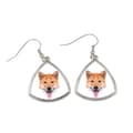Miniatyrbillede 1 af 4: Shiba Inu - øreringe med et foto og inskriptionen af en geometrisk Art-Dog-hund