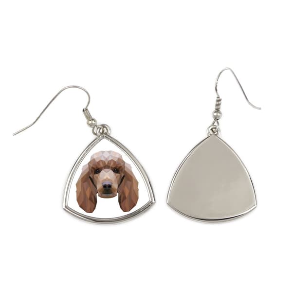 Puddel - øreringe med et foto og inskriptionen af en geometrisk Art-Dog hund