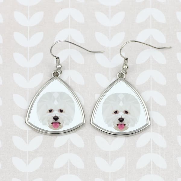 Bichon Frise, Teneriffan koira - korvakorut valokuvalla ja geometrisella tekstillä koira Art-Dog