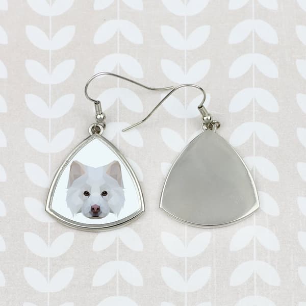 Finsk Lapphund, Finsk Lapphund - øreringe med et foto og en inskription geometrisk Art-Dog hund