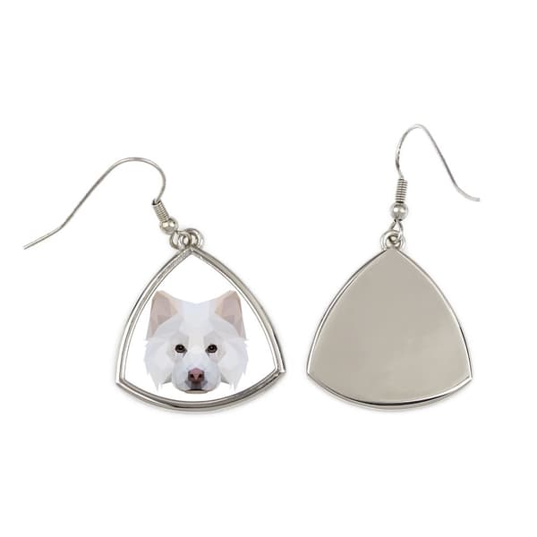 Finsk Lapphund, Finsk Lapphund - øreringe med et foto og en inskription geometrisk Art-Dog hund