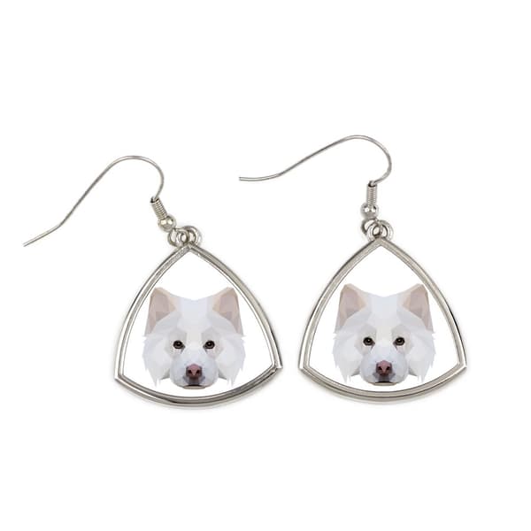 Finsk Lapphund, Finsk Lapphund - øreringe med et foto og en inskription geometrisk Art-Dog hund