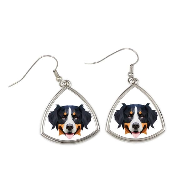 Berner Sennenhund, Berner Sennenhund - örhängen med foto och inskription, geometrisk Art-Dog hund
