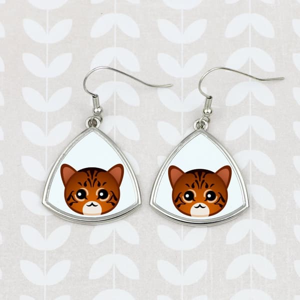 Toyger kat - elegante gaveøreringe i metal fra Art-Dog
