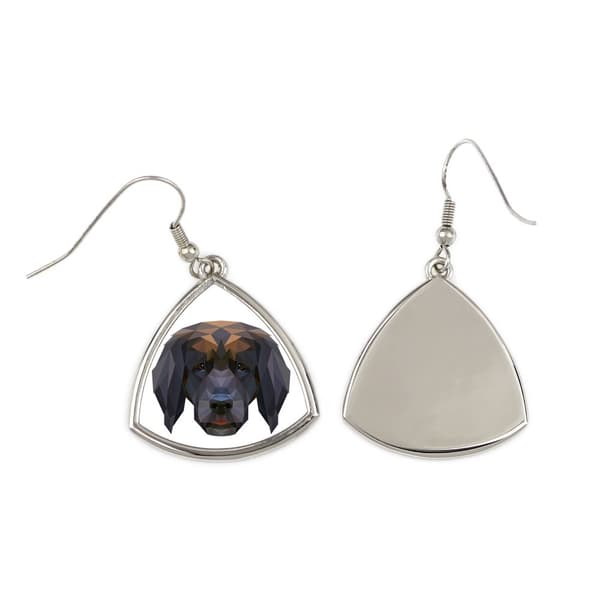 Leonberger - øreringe med et foto og en inskription af en geometrisk Art-Dog hund