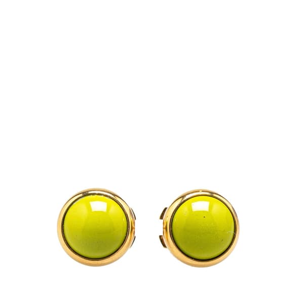 Pre-owned Hermès Enamel Push Back Earrings Green