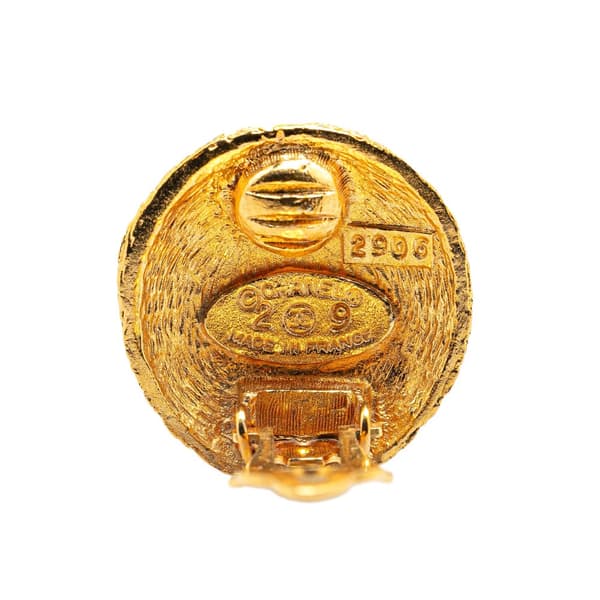 Pre-owned Chanel Gold Plated CC Round Clip on Earrings Gold