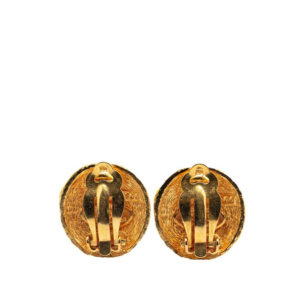 Pre-owned Chanel Gold Plated CC Round Clip on Earrings Gold