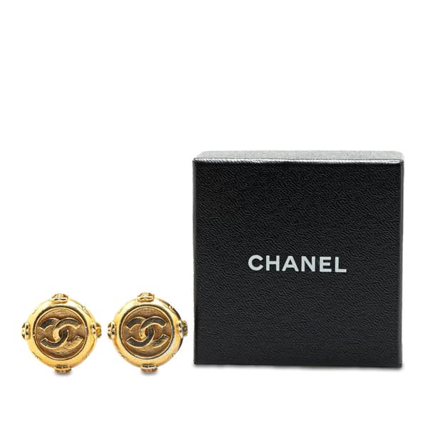 Pre-owned Chanel Gold Plated CC Clip On Earrings Gold