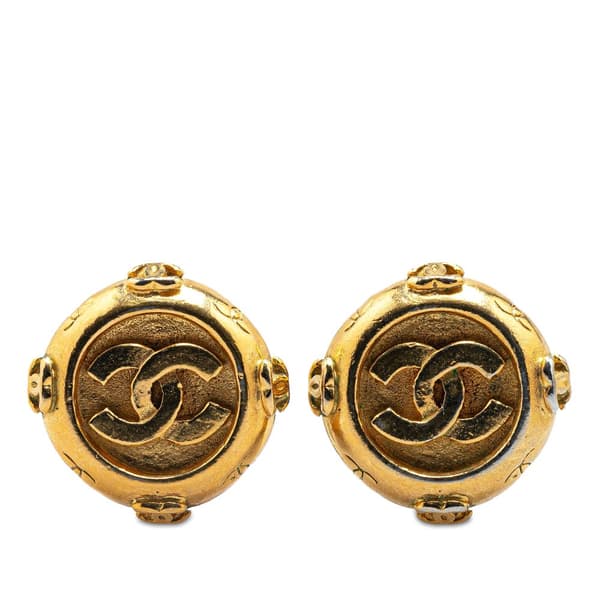 Pre-owned Chanel Gold Plated CC Clip On Earrings Gold