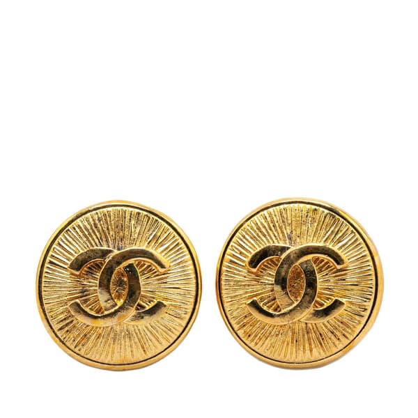 Pre-owned Chanel Gold Plated CC Clip On Earrings Gold