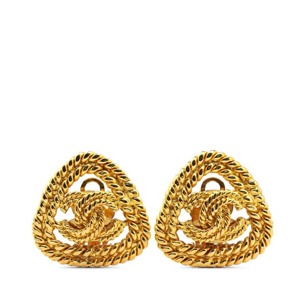 Pre-owned Chanel Gold Plated CC Clip On Earrings Gold