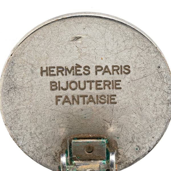 Pre-owned Hermès Palladium Plated Bijouterie Fantaisie Clou De Selle Clip On Earrings Silver