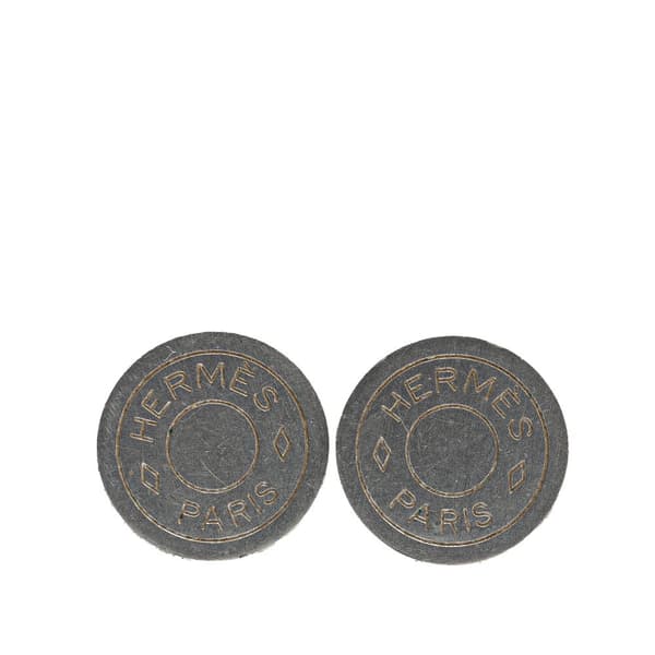Pre-owned Hermès Palladium Plated Bijouterie Fantaisie Clou De Selle Clip On Earrings Silver
