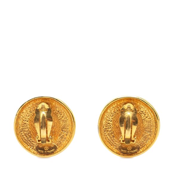 Pre-owned Chanel Gold Plated Round Clip on Earrings Gold