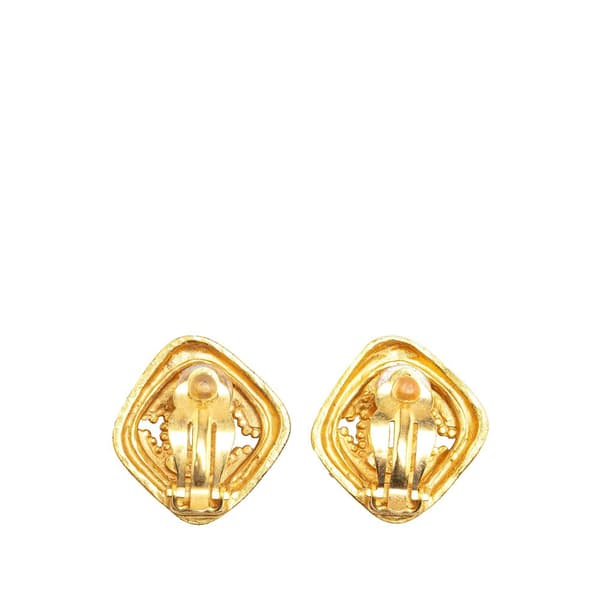 Pre-owned Chanel Gold Plated CC Clip On Earrings Gold