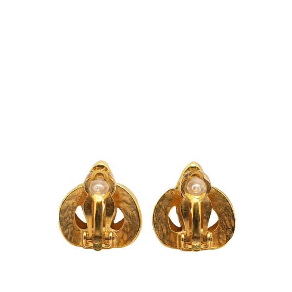 Pre-owned Chanel Gold Plated CC Clip On Earrings Gold