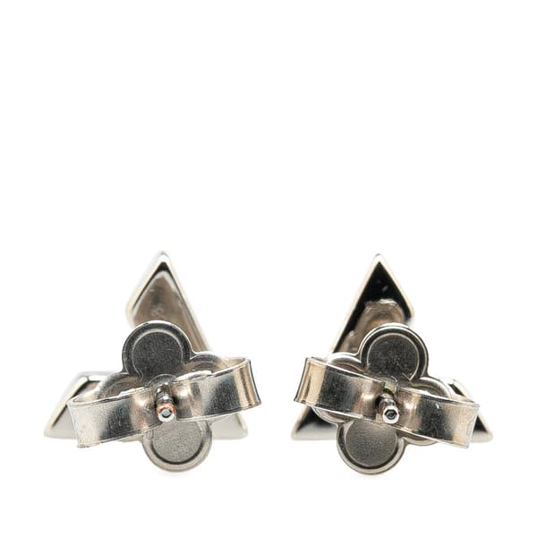 Pre-owned Louis Vuitton Silver Plated Essential V Stud Earrings Silver