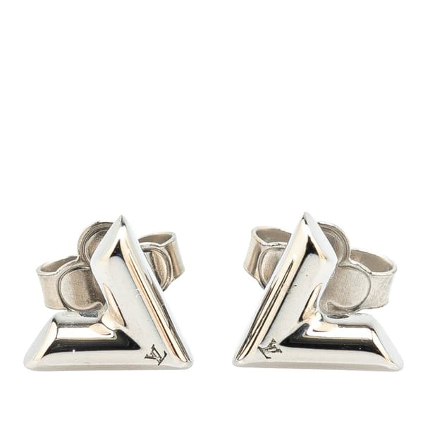 Pre-owned Louis Vuitton Silver Plated Essential V Stud Earrings Silver
