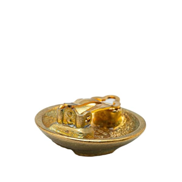 Pre-owned Chanel Gold Plated CC Clip On Earrings Gold