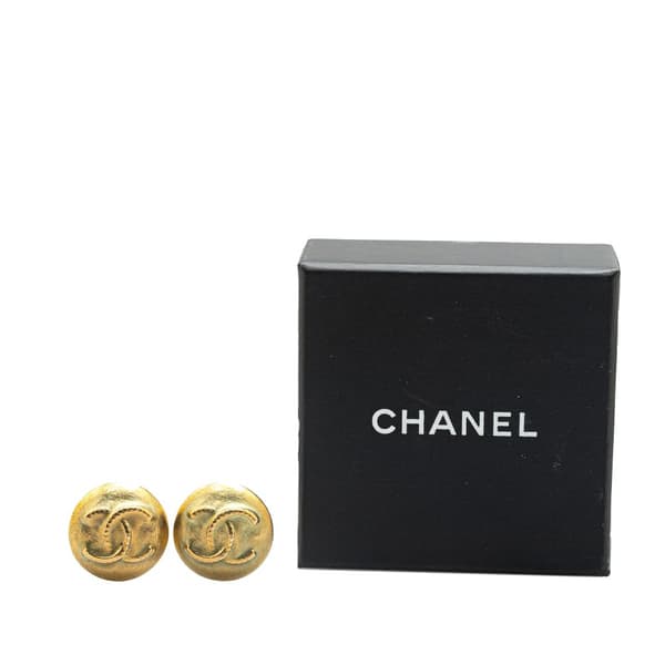 Pre-owned Chanel Gold Plated CC Clip On Earrings Gold