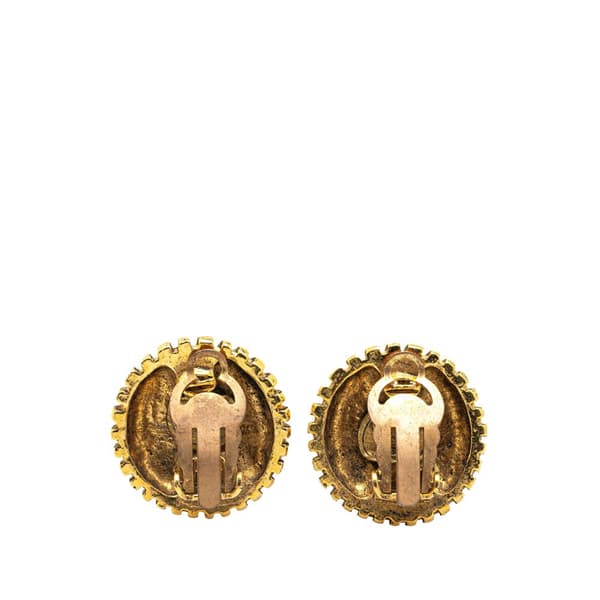 Pre-owned Chanel Gold Plated CC Round Clip on Earrings Gold