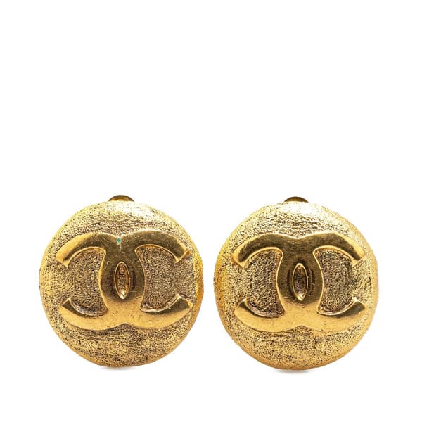 Pre-owned Chanel Gold Plated CC Clip On Earrings Gold