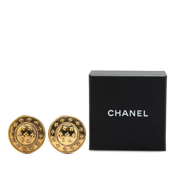 Pre-owned Chanel Gold Plated Round Clip on Earrings Gold
