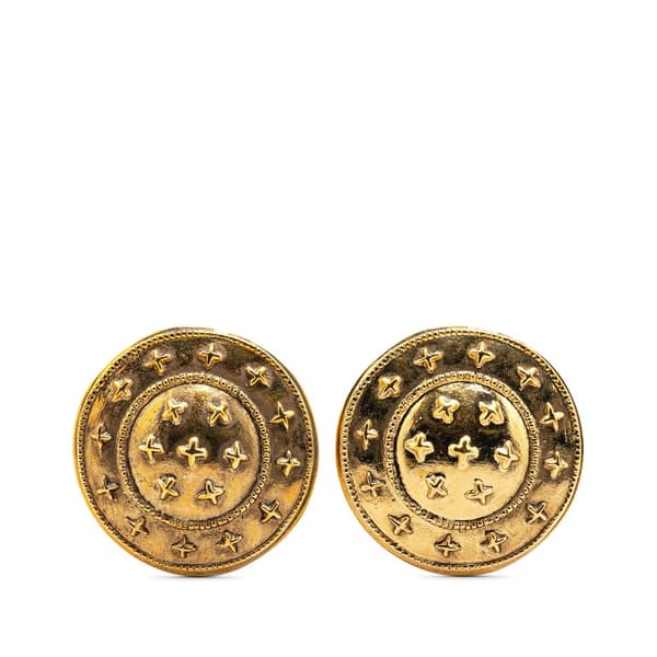 Pre-owned Chanel Gold Plated Round Clip on Earrings Gold