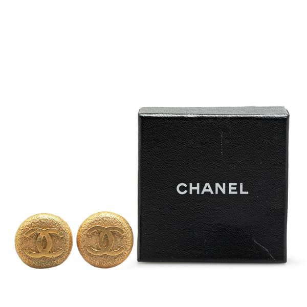 Pre-owned Chanel Gold Plated CC Clip On Earrings Gold