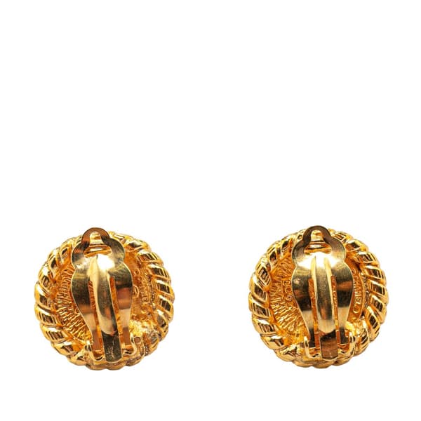 Pre-owned Chanel Gold Plated CC Round Clip on Earrings Gold
