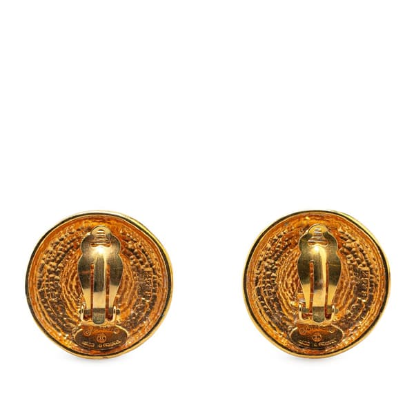 Pre-owned Chanel Gold Plated Stars Round Clip on Earrings Gold