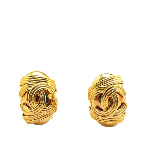 Pre-owned Chanel Gold Plated CC Clip On Earrings Gold