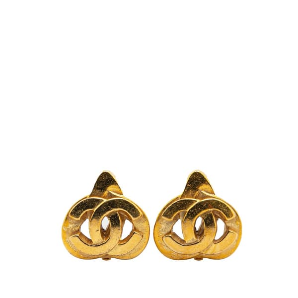 Pre-owned Chanel Gold Plated CC Clip On Earrings Gold